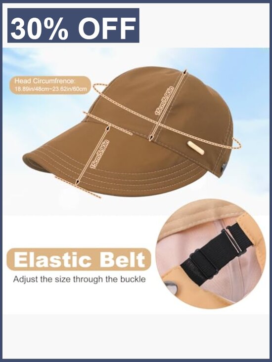 UPF 50+ Wide Brim Sun Hat Ponytail Breathable for Hiking Fishing Golf main image 6